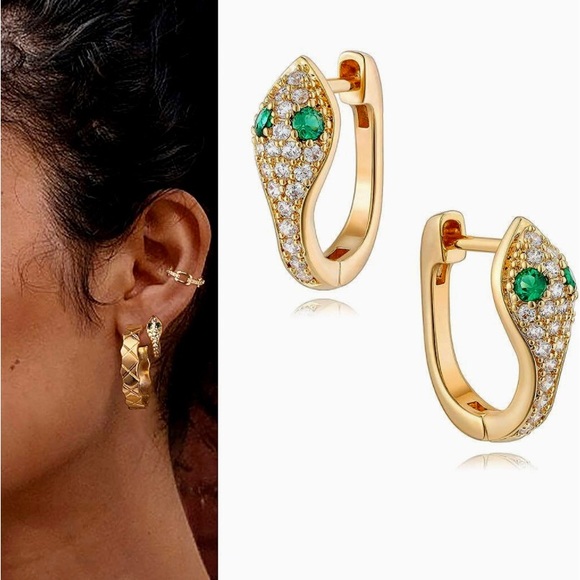 14KGP CZ snake earrings - Picture 2 of 5